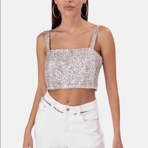 Adika silver sequin crop top. Brand new. Size Small